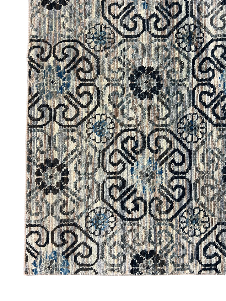 Handcrafted Contemporary Wool Area Rug – Geometric Medallion Design - 10.4’ x 13.7’