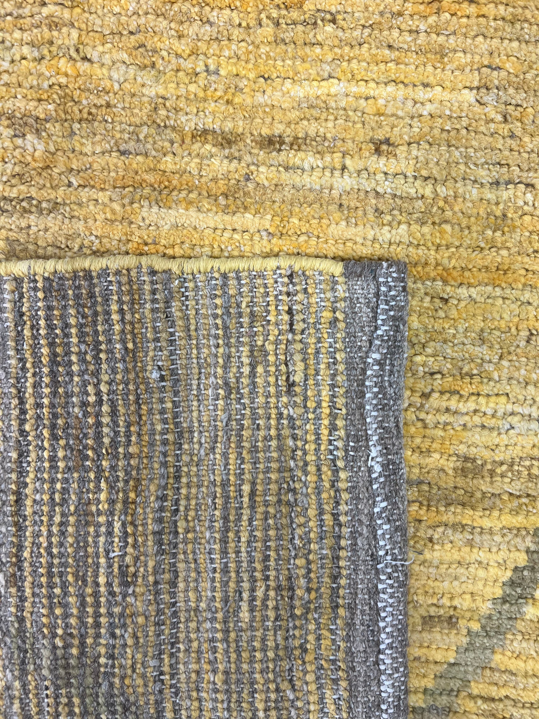 Golden Mustard Diamond Design – Modern Handwoven Wool Rug –  10’ × 14’