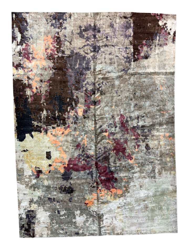Abstract Handwoven Wool &amp; Silk Rug – Contemporary Artistic Design – 10’0” × 13’9”