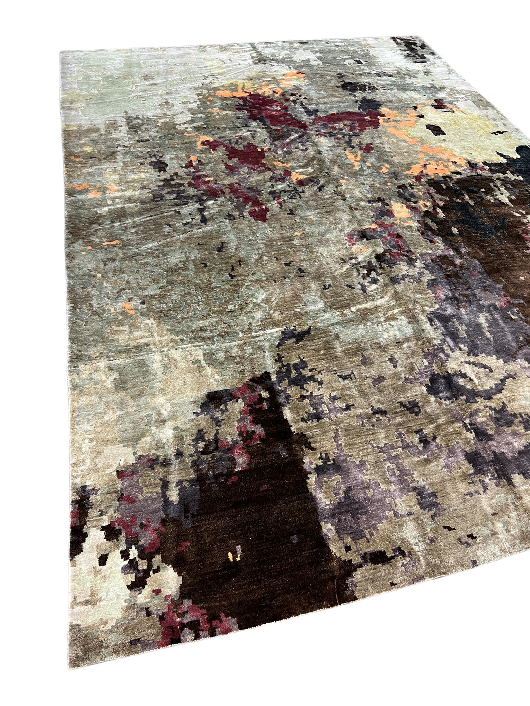 Abstract Handwoven Wool &amp; Silk Rug – Contemporary Artistic Design – 10’0” × 13’9”