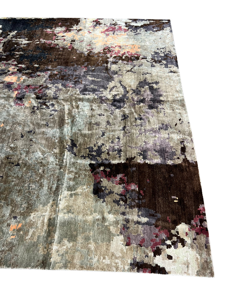 Abstract Handwoven Wool &amp; Silk Rug – Contemporary Artistic Design – 10’0” × 13’9”
