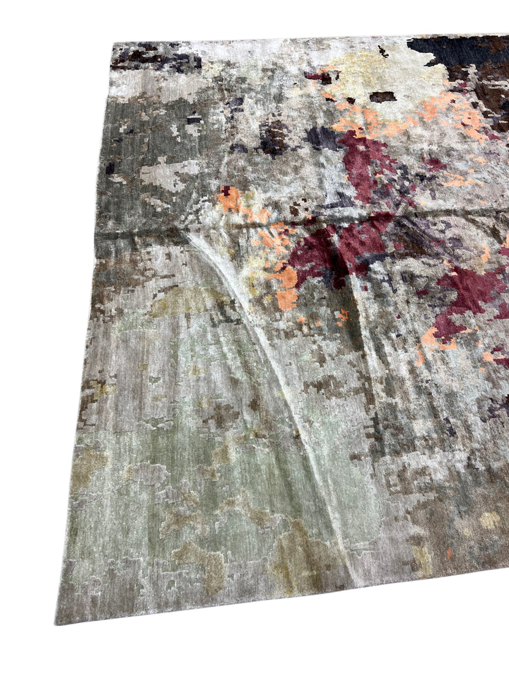 Abstract Handwoven Wool &amp; Silk Rug – Contemporary Artistic Design – 10’0” × 13’9”