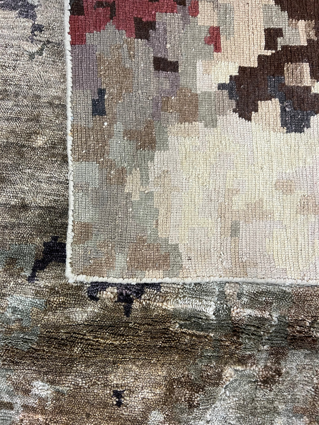 Abstract Handwoven Wool &amp; Silk Rug – Contemporary Artistic Design – 10’0” × 13’9”
