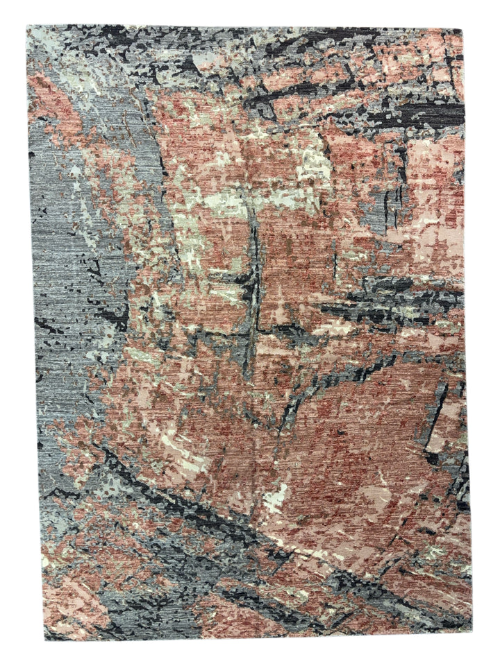 Terracotta &amp; Gray - Modern Abstract Wool Area Rug – 10.1’ x 14.3’