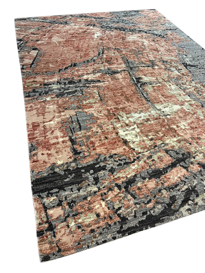 Terracotta &amp; Gray - Modern Abstract Wool Area Rug – 10.1’ x 14.3’