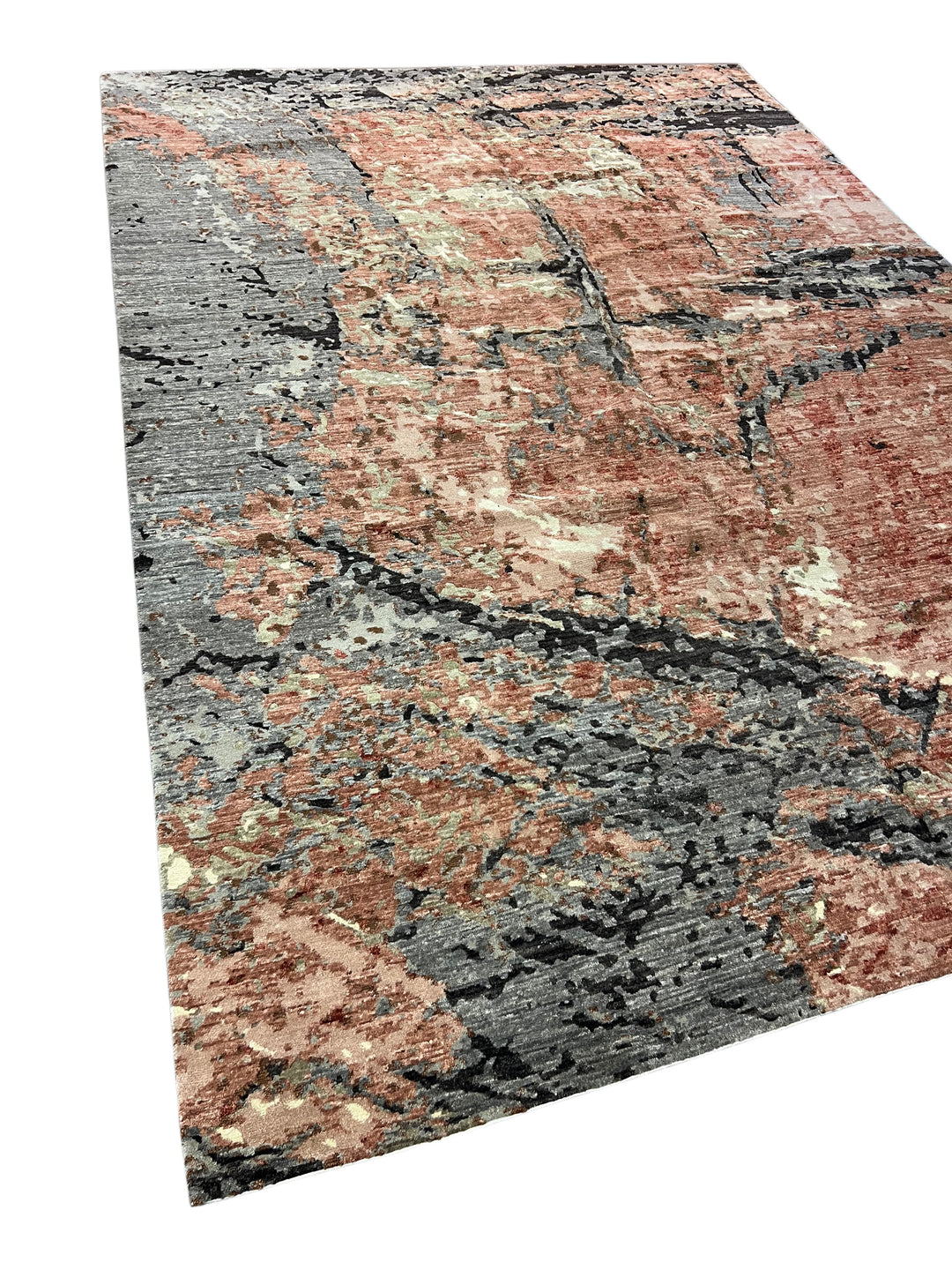 Terracotta &amp; Gray - Modern Abstract Wool Area Rug – 10.1’ x 14.3’