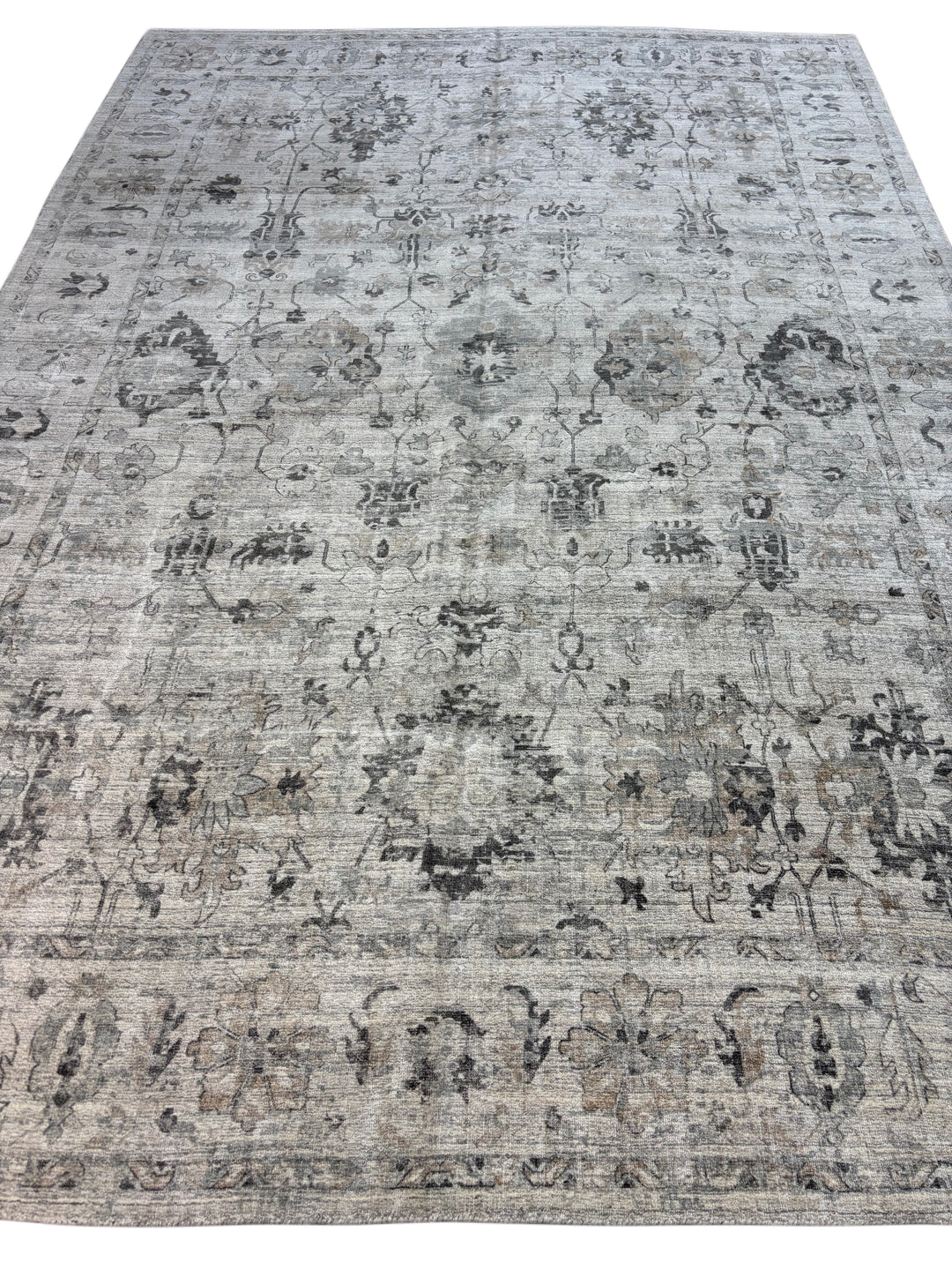 Ivory &amp; Gray Vintage Design - Handcrafted Transitional Wool Area Rug – 9.8’ x 13.8’