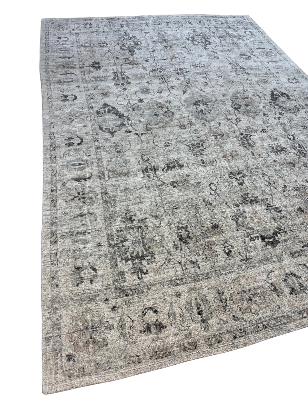 Ivory &amp; Gray Vintage Design - Handcrafted Transitional Wool Area Rug – 9.8’ x 13.8’