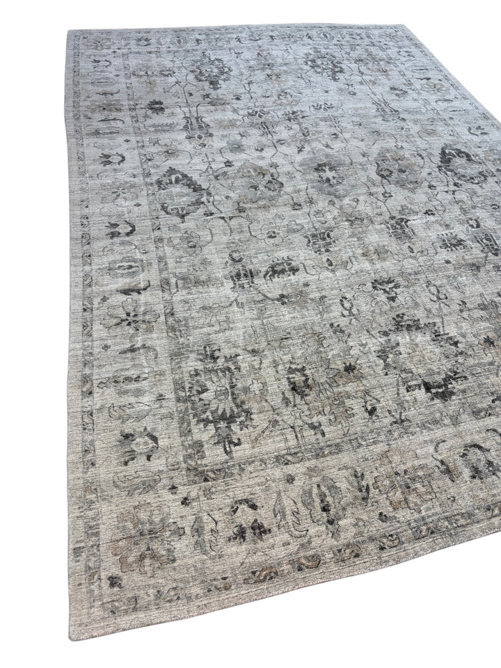 Ivory &amp; Gray Vintage Design - Handcrafted Transitional Wool Area Rug – 9.8’ x 13.8’