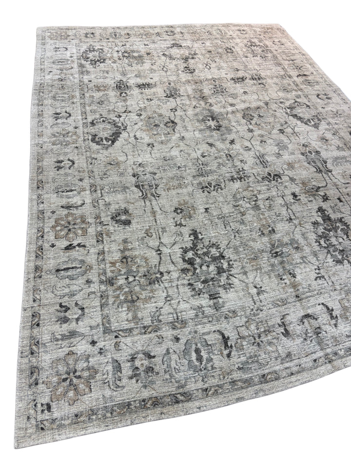 Ivory &amp; Gray Vintage Design - Handcrafted Transitional Wool Area Rug – 9.8’ x 13.8’