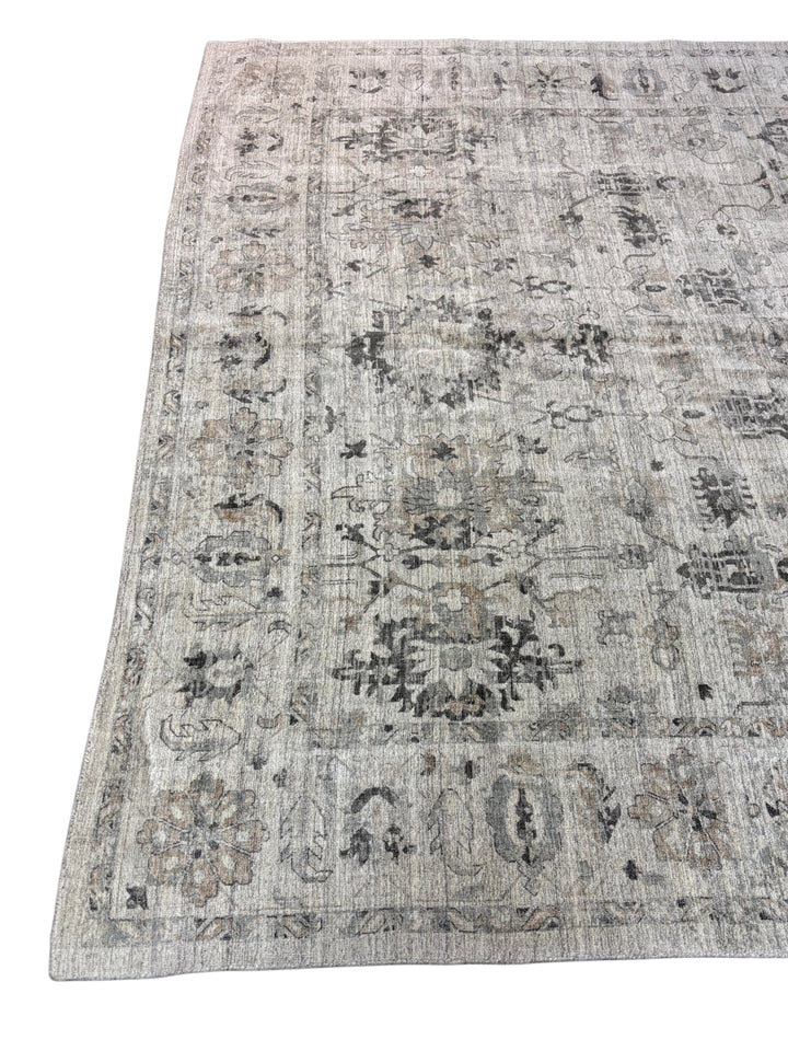 Ivory &amp; Gray Vintage Design - Handcrafted Transitional Wool Area Rug – 9.8’ x 13.8’