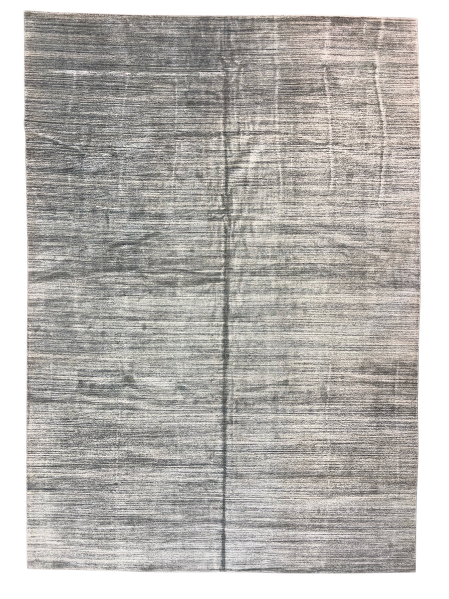 Handcrafted Modern Wool Area Rug – Textured Gray-Blue & Ivory | 9.9’ x 13.11’