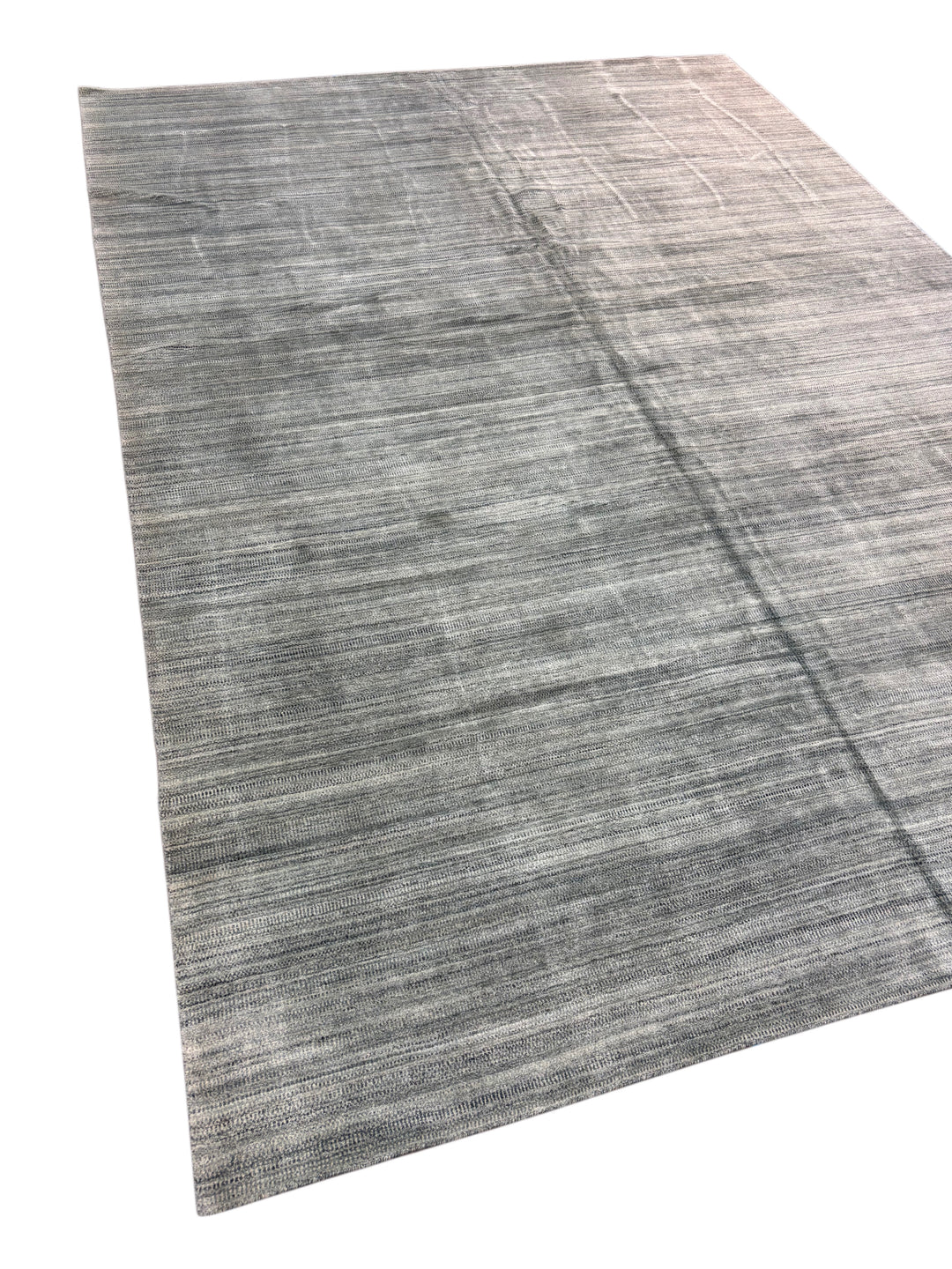 Handcrafted Modern Wool Area Rug – Textured Gray-Blue &amp; Ivory | 9.9’ x 13.11’