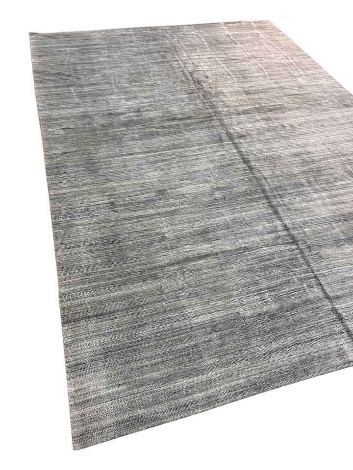 Handcrafted Modern Wool Area Rug – Textured Gray-Blue &amp; Ivory | 9.9’ x 13.11’