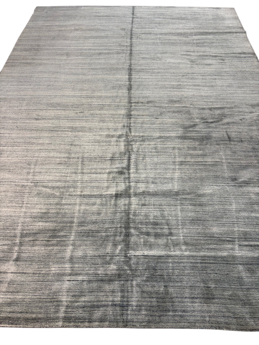 Handcrafted Modern Wool Area Rug – Textured Gray-Blue &amp; Ivory | 9.9’ x 13.11’