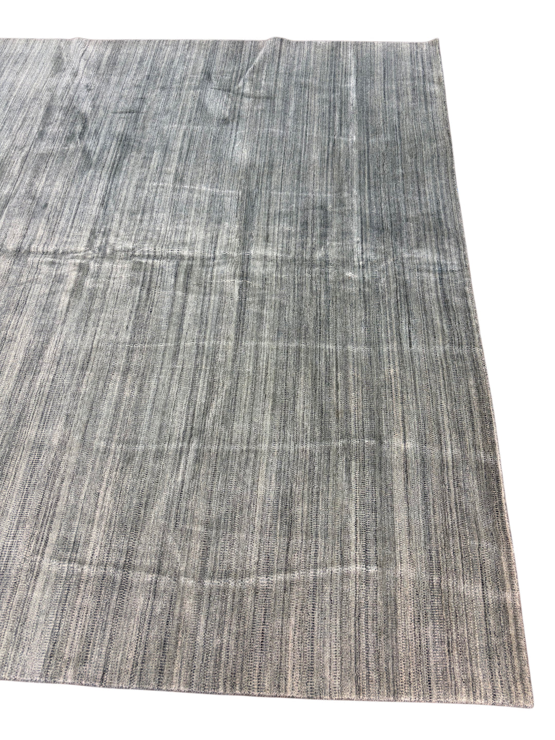 Handcrafted Modern Wool Area Rug – Textured Gray-Blue &amp; Ivory | 9.9’ x 13.11’