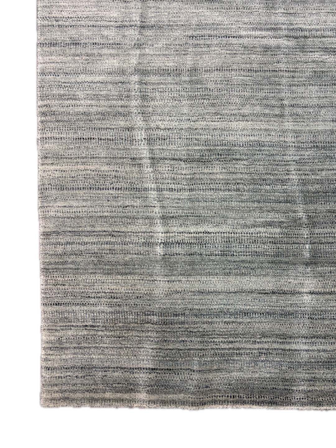 Handcrafted Modern Wool Area Rug – Textured Gray-Blue &amp; Ivory | 9.9’ x 13.11’