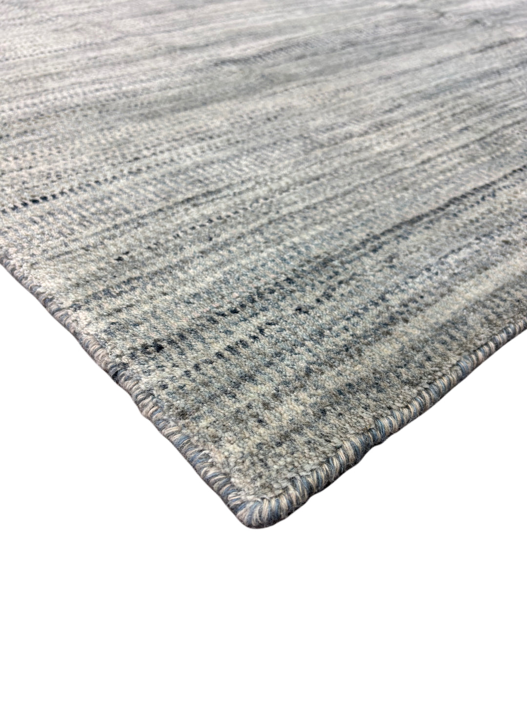 Handcrafted Modern Wool Area Rug – Textured Gray-Blue &amp; Ivory | 9.9’ x 13.11’