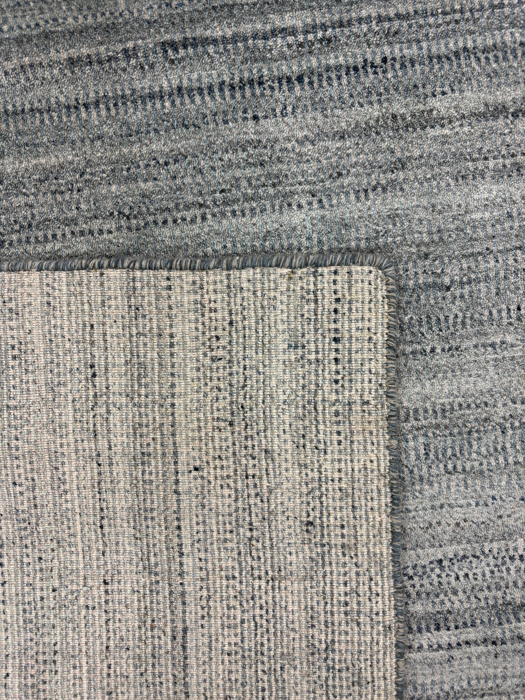 Handcrafted Modern Wool Area Rug – Textured Gray-Blue &amp; Ivory | 9.9’ x 13.11’