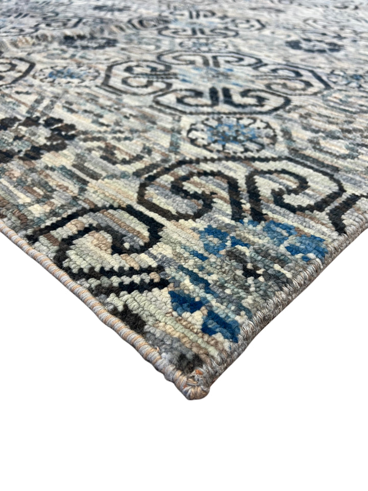 Handcrafted Contemporary Wool Area Rug – Geometric Medallion Design - 10.4’ x 13.7’