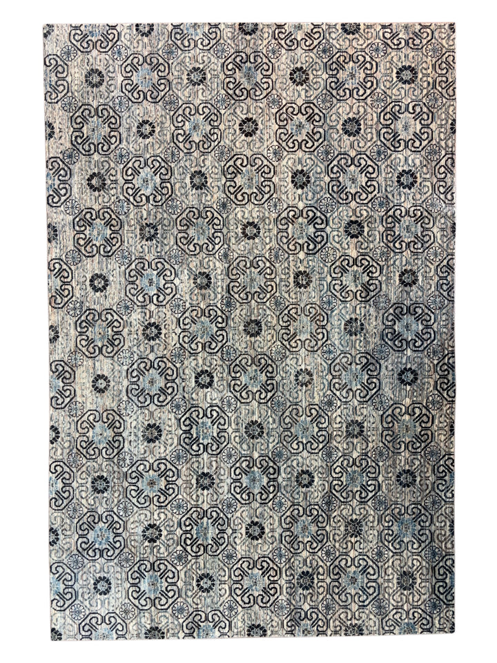 Handcrafted Contemporary Wool Area Rug – Geometric Medallion Design - 9.1’ x 13.9’