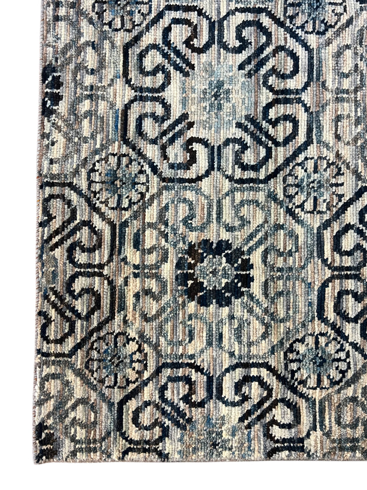 Handcrafted Contemporary Wool Area Rug – Geometric Medallion Design - 9.1’ x 13.9’