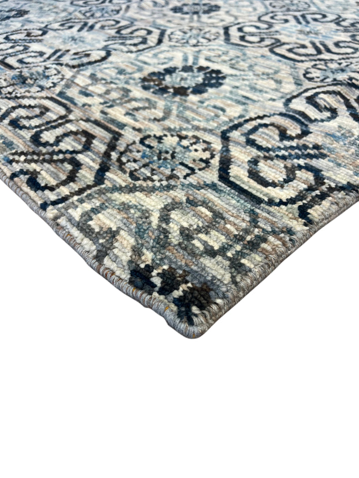 Handcrafted Contemporary Wool Area Rug – Geometric Medallion Design - 9.1’ x 13.9’