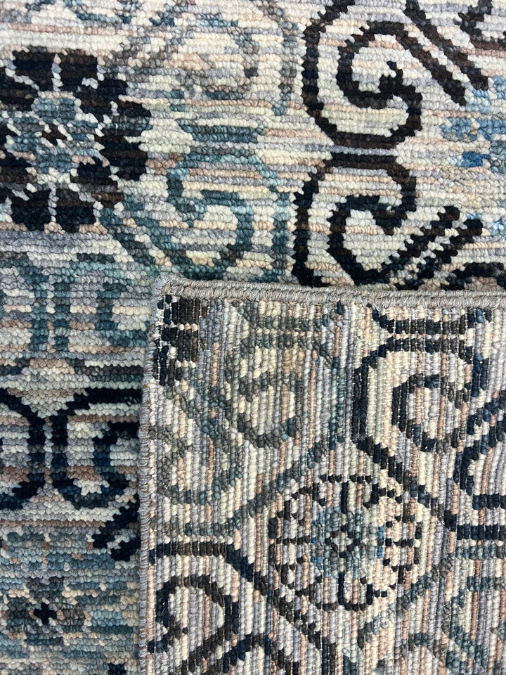 Handcrafted Contemporary Wool Area Rug – Geometric Medallion Design - 9.1’ x 13.9’