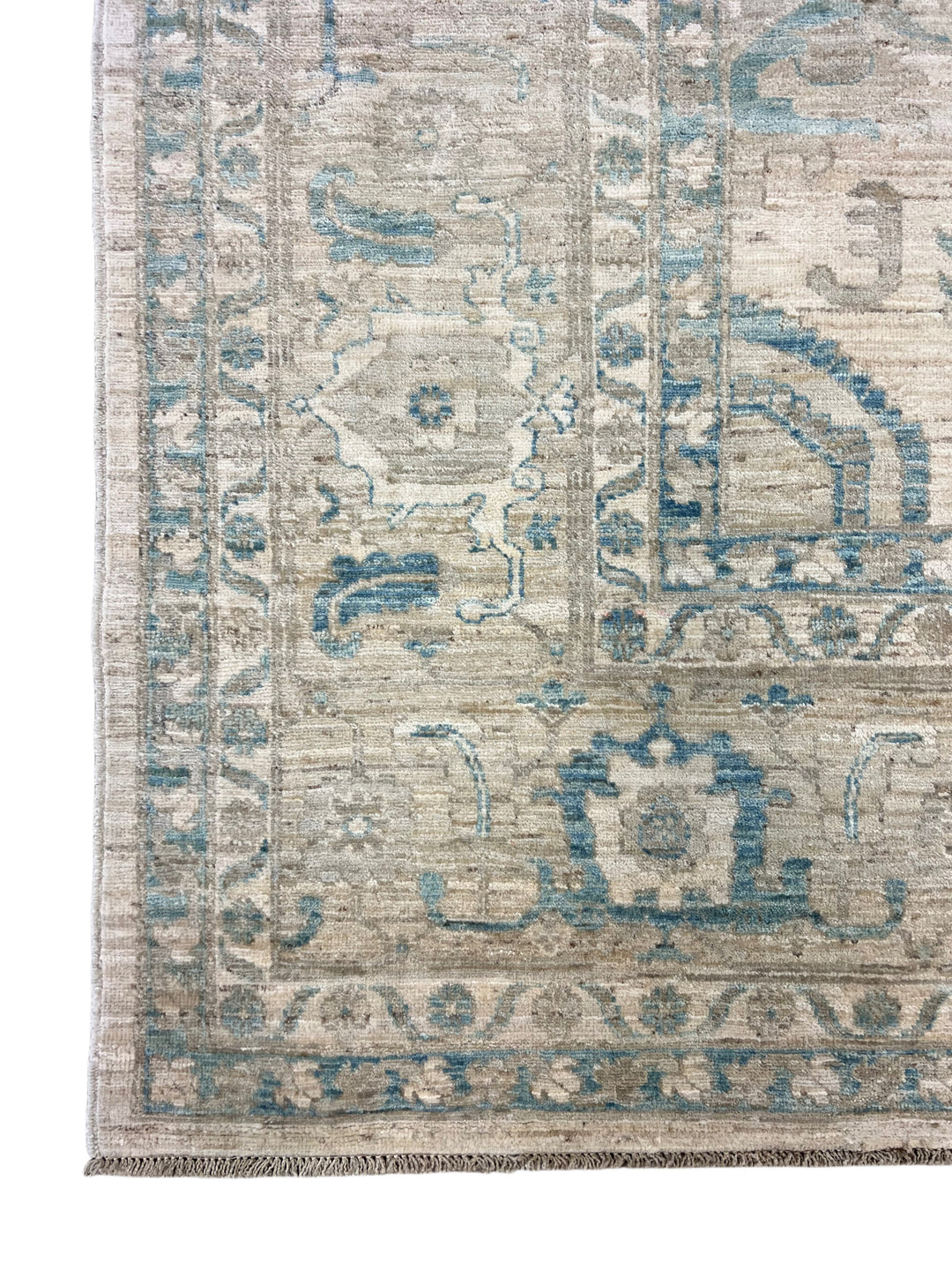 Soft Taupe &amp; Mineral Blue Wool Area Rug - 9&