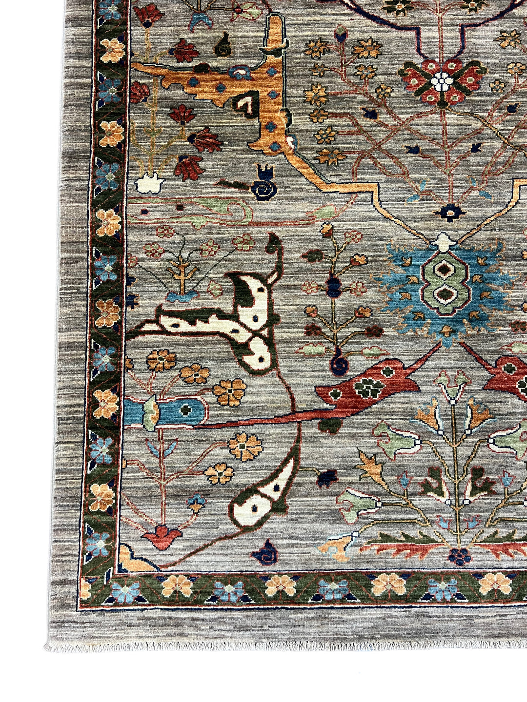 Gray &amp; Multicolor Botanical Wool Rug – 9’11” × 13’10”