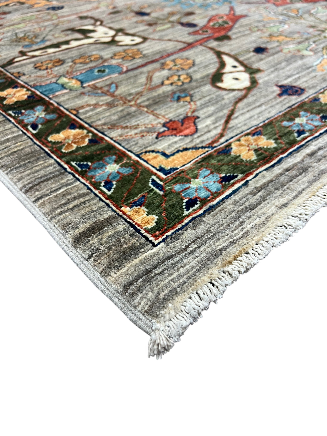 Gray &amp; Multicolor Botanical Wool Rug – 9’11” × 13’10”