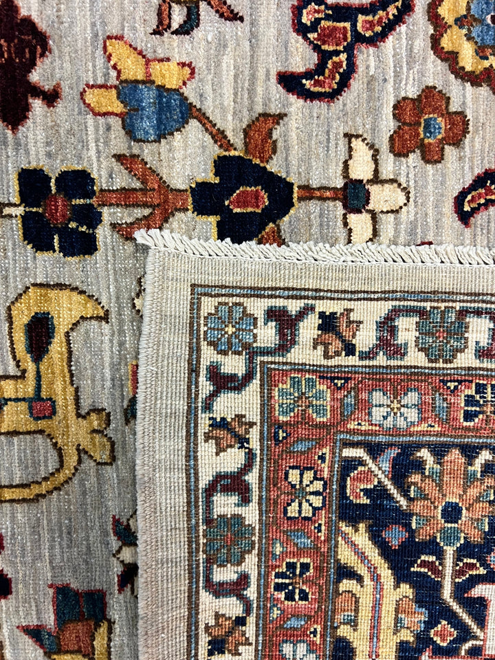 Ivory &amp; Navy Geometric Wool Rug – 10’2” × 13’5”