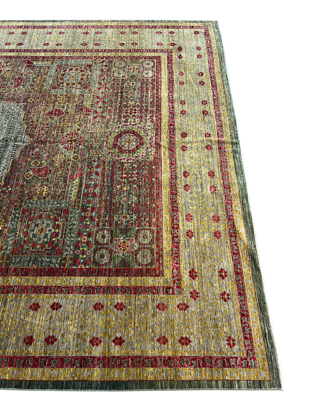 Sage, Burgundy &amp; Gold Wool Area Rug  – 10’0” × 12’11”
