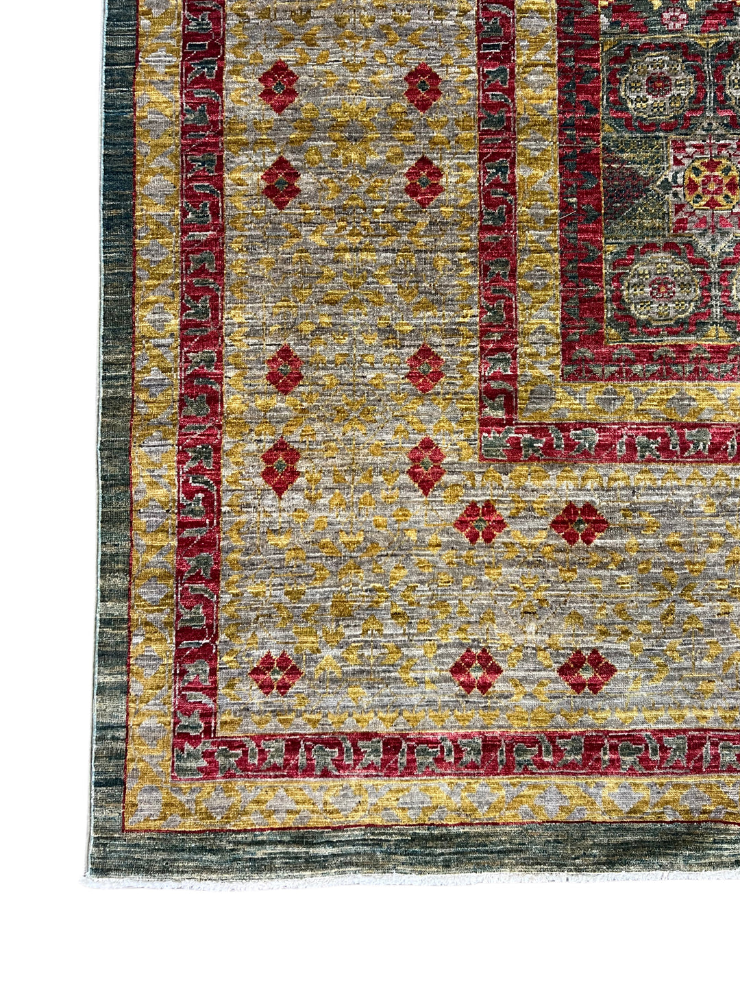 Sage, Burgundy &amp; Gold Wool Area Rug  – 10’0” × 12’11”