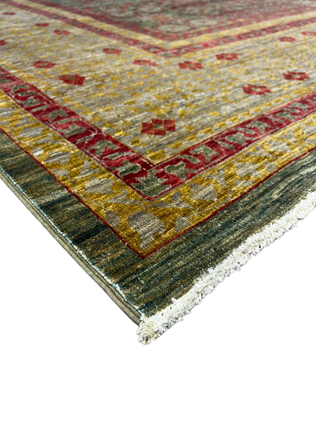 Sage, Burgundy &amp; Gold Wool Area Rug  – 10’0” × 12’11”
