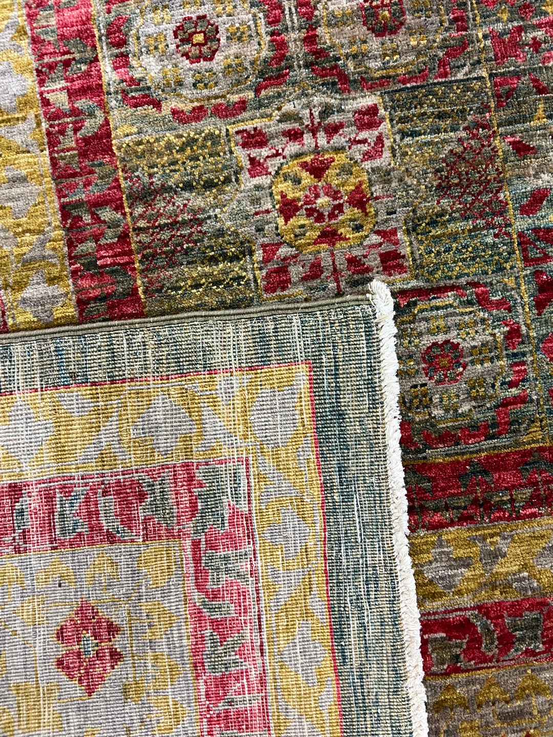 Sage, Burgundy &amp; Gold Wool Area Rug  – 10’0” × 12’11”