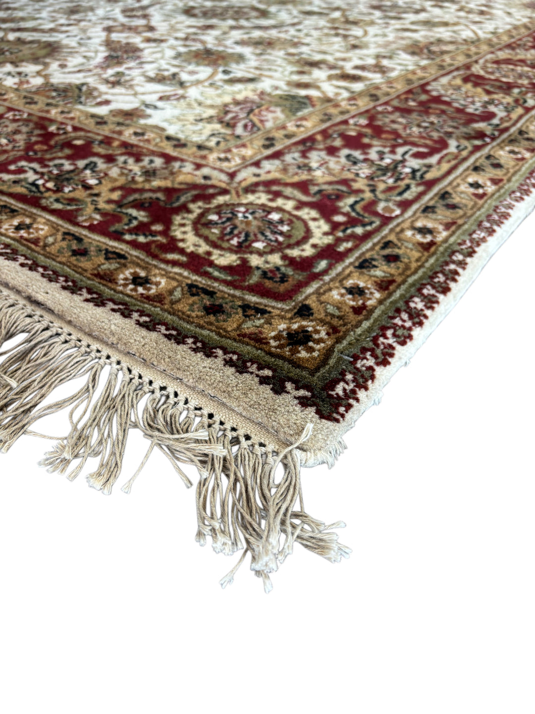 Hand-Knotted Ivory &amp; Burgundy Floral Runner | Traditional Style Wool Rug | 6.1 x 20.2