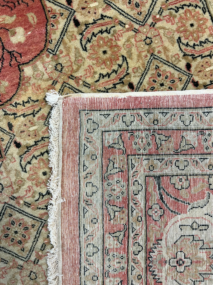 Pink &amp; Ivory Hand-Knotted  Rug | Floral Medallion Wool Rug | 9.1 x 11.11