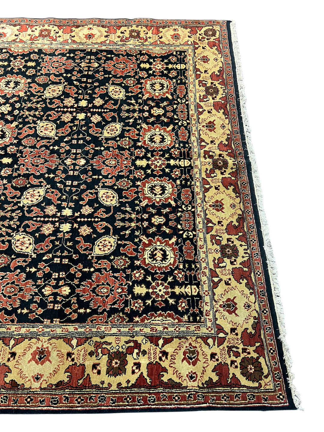 Black &amp; Ivory Traditional Hand-Knotted Wool Rug - Floral Persian Style Rug - 9.1 x 11.11