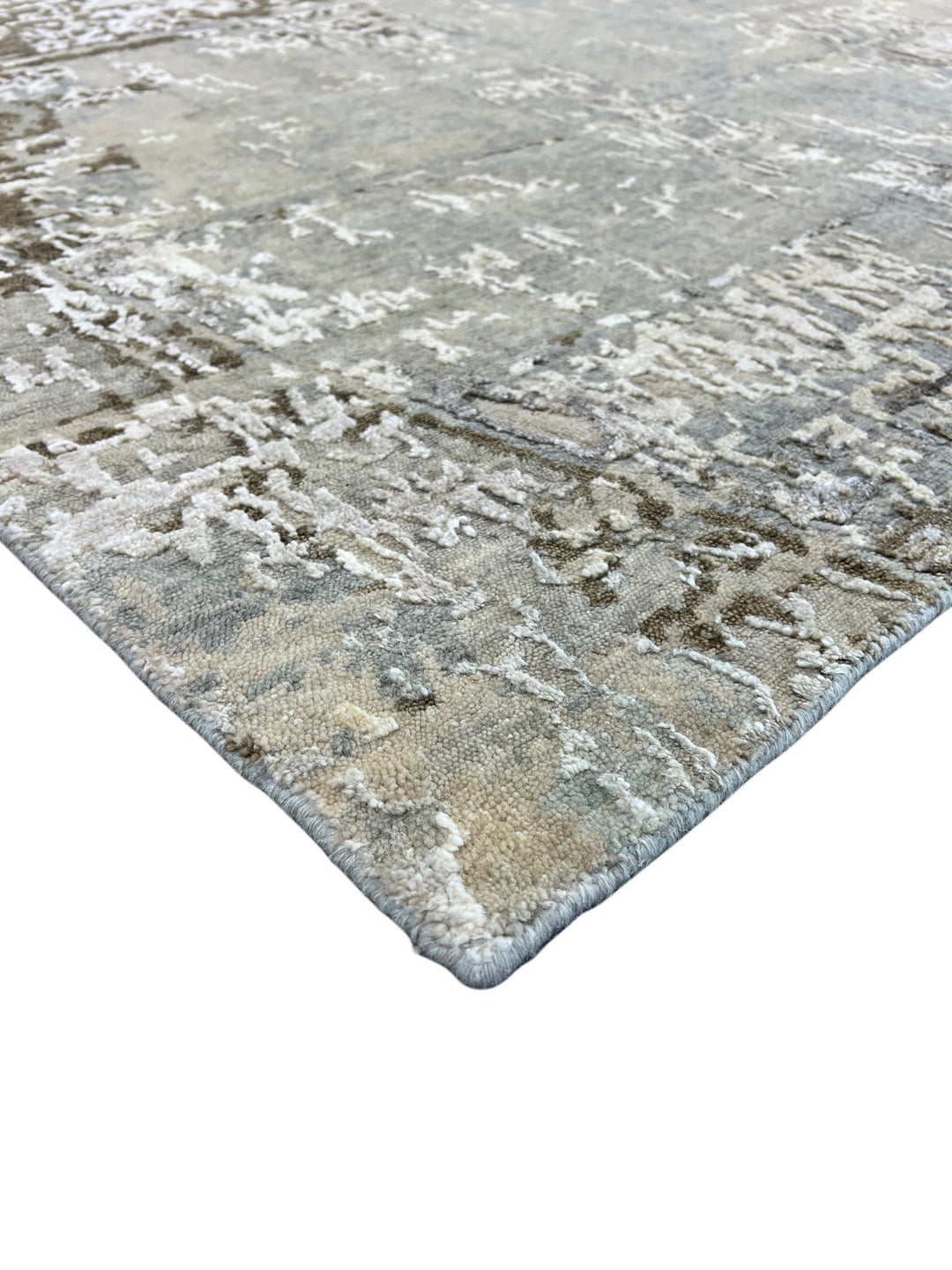 Soft Gray, Taupe &amp; Ivory Abstract Art Silk Rug – 8.1’ x 9.10’