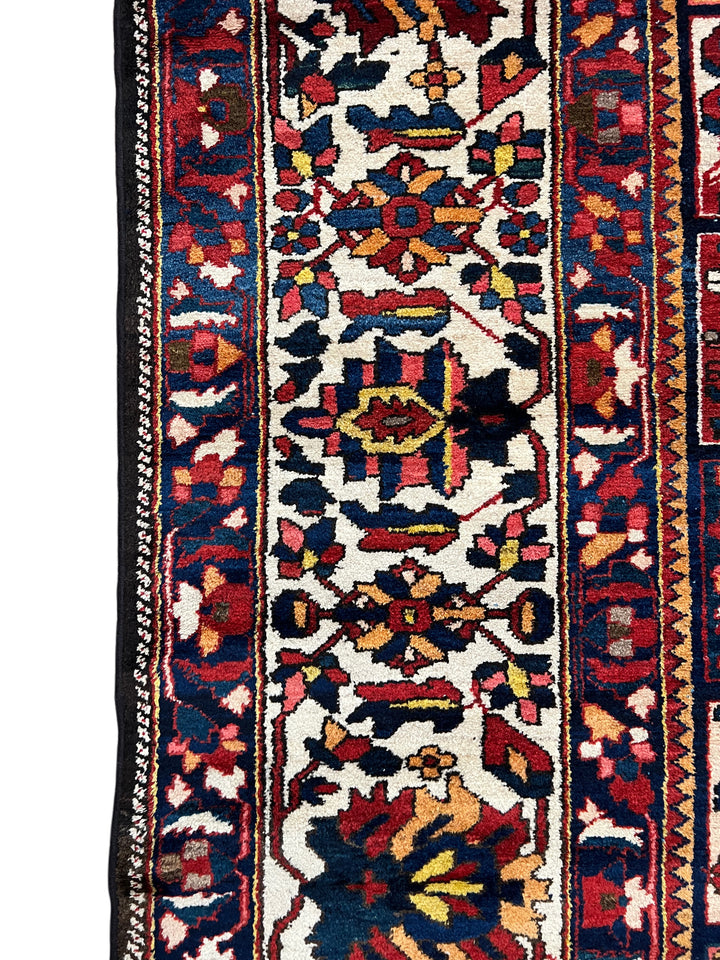 Hand-Knotted Persian Garden Panel Wool Rug | Navy, Ivory &amp; Multicolor Floral Design | 12.4 x 16.10