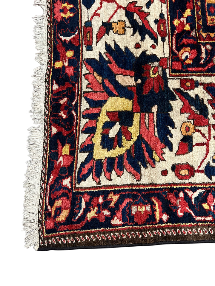 Hand-Knotted Persian Garden Panel Wool Rug | Navy, Ivory &amp; Multicolor Floral Design | 12.4 x 16.10