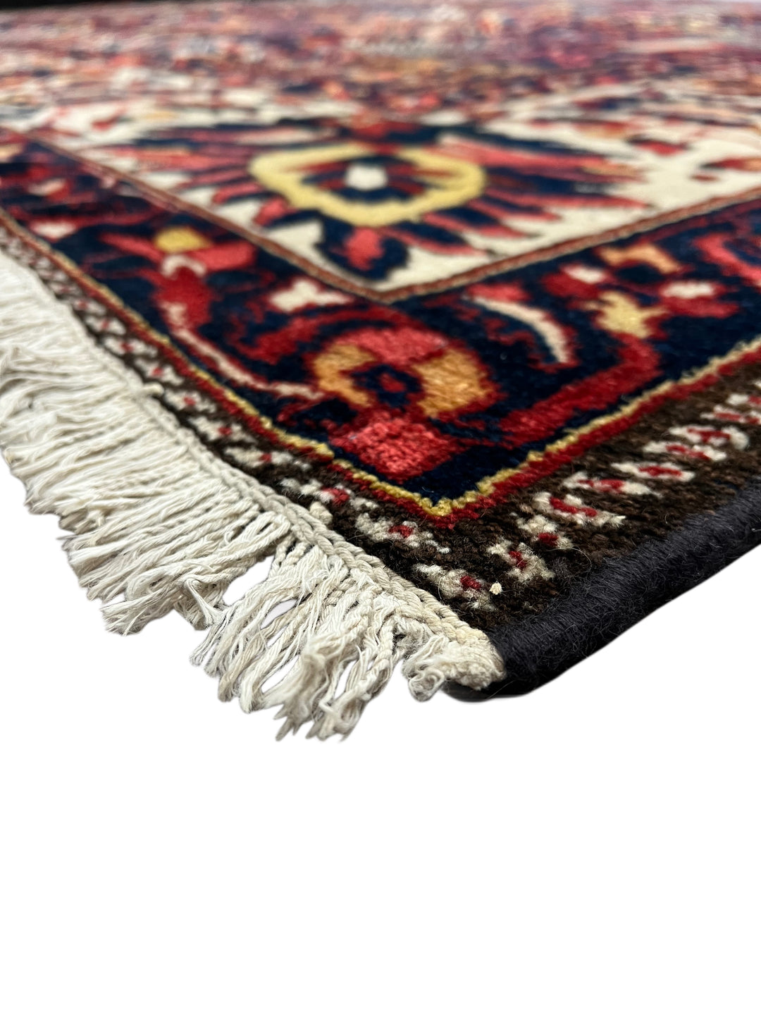 Hand-Knotted Persian Garden Panel Wool Rug | Navy, Ivory &amp; Multicolor Floral Design | 12.4 x 16.10