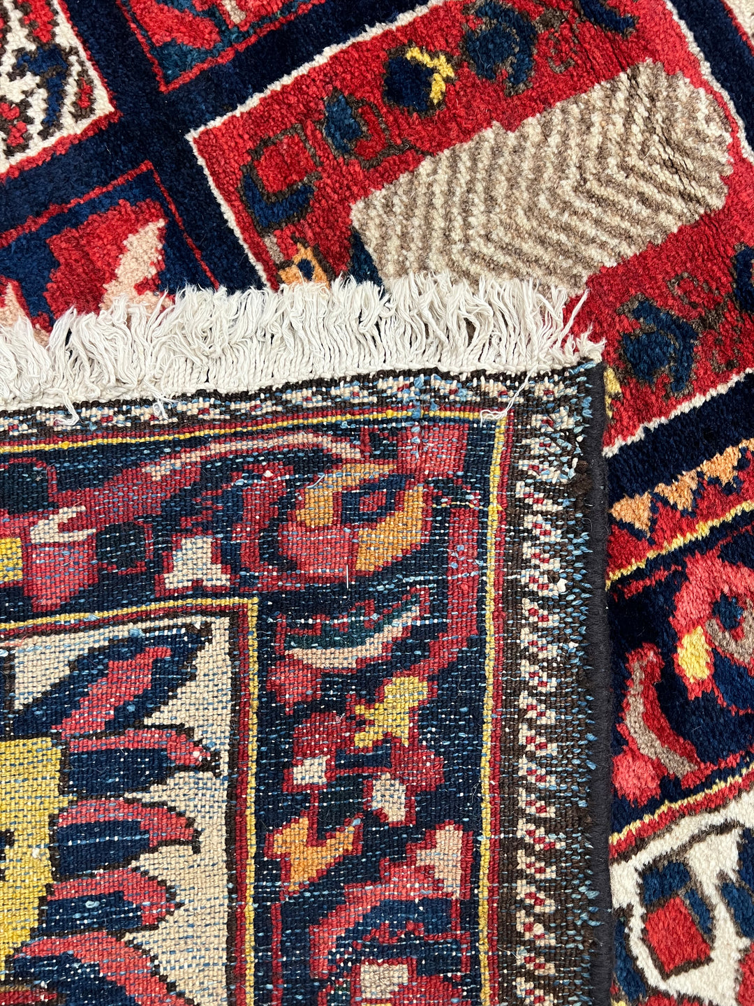 Hand-Knotted Persian Garden Panel Wool Rug | Navy, Ivory &amp; Multicolor Floral Design | 12.4 x 16.10