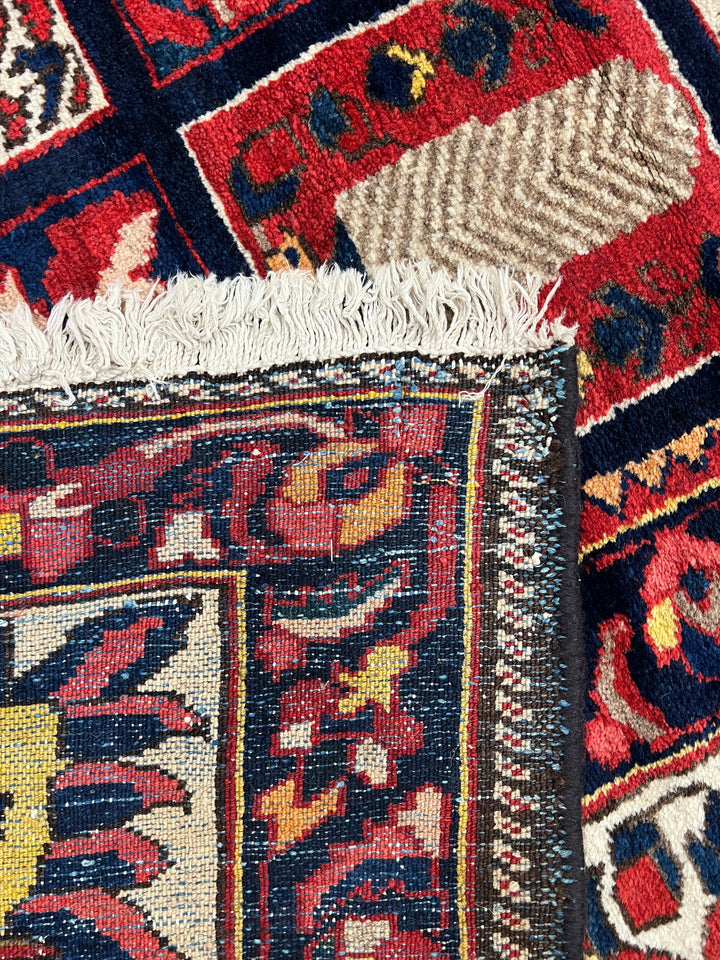 Hand-Knotted Persian Garden Panel Wool Rug | Navy, Ivory &amp; Multicolor Floral Design | 12.4 x 16.10