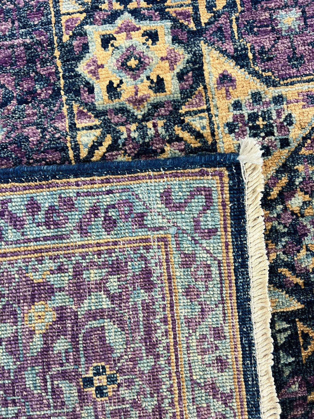 Plum, Navy &amp; Gold Traditional Design | Hand-Knotted Mamluk Wool Rug | 8.1 x 9.11