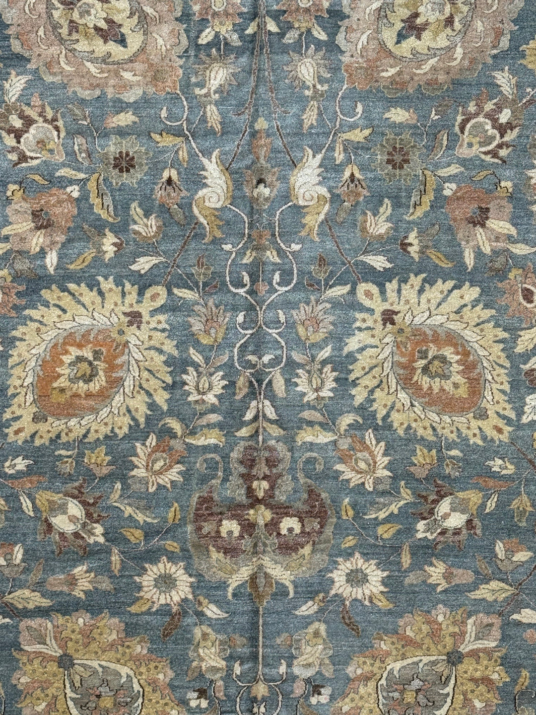 Oversized Handmade Traditional Wool Rug – Blue, Ivory &amp; Taupe | 14’10” × 19’6”