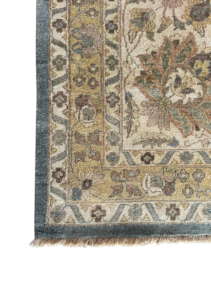 Oversized Handmade Traditional Wool Rug – Blue, Ivory &amp; Taupe | 14’10” × 19’6”