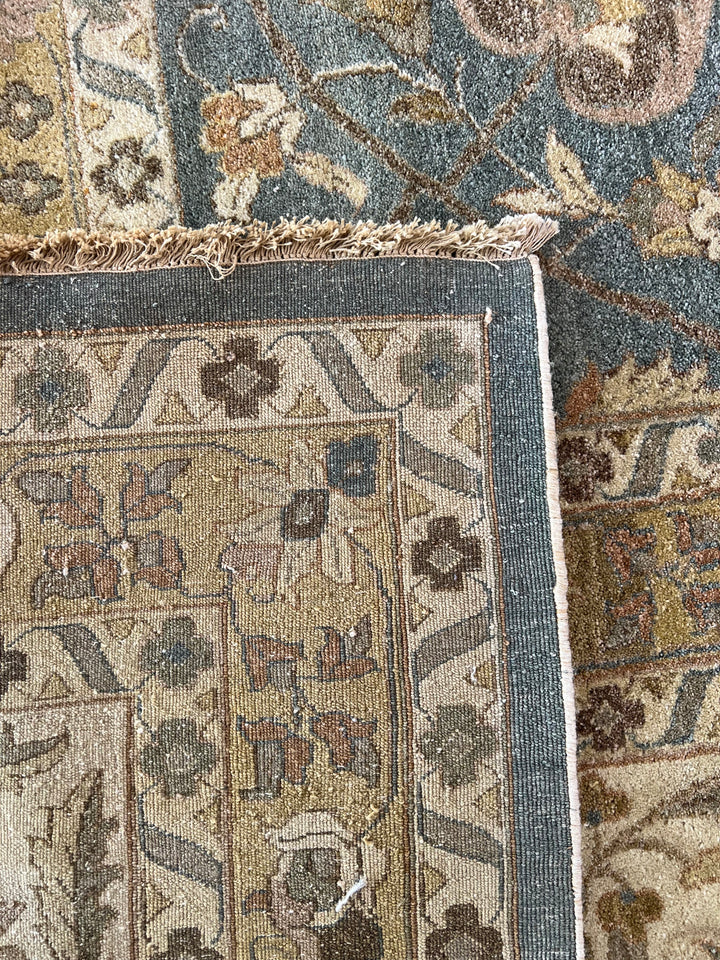 Oversized Handmade Traditional Wool Rug – Blue, Ivory &amp; Taupe | 14’10” × 19’6”