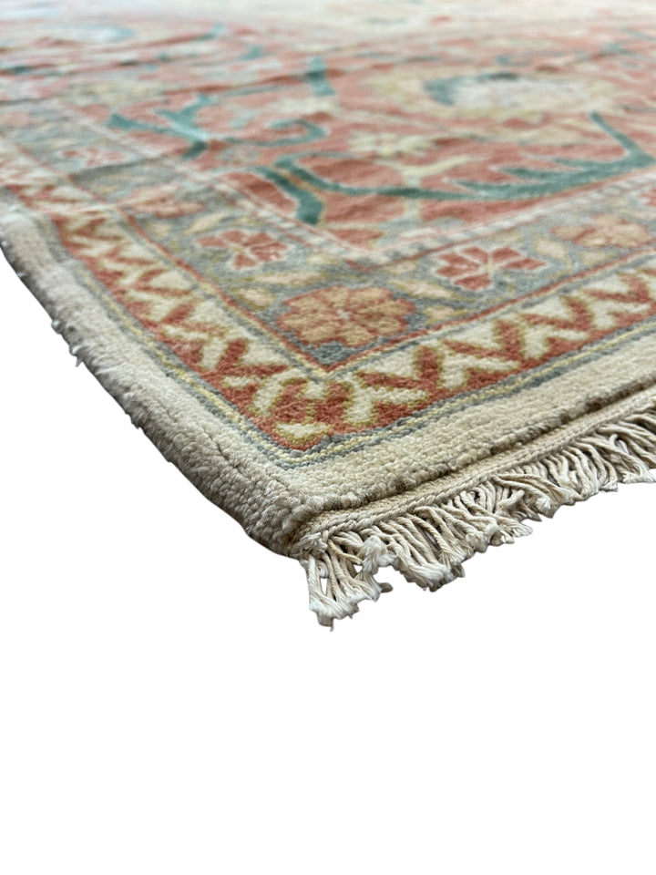 Oversized Handmade Traditional Wool Rug – Ivory, Rust Red &amp; Sage Green | 15’3” × 18’0”